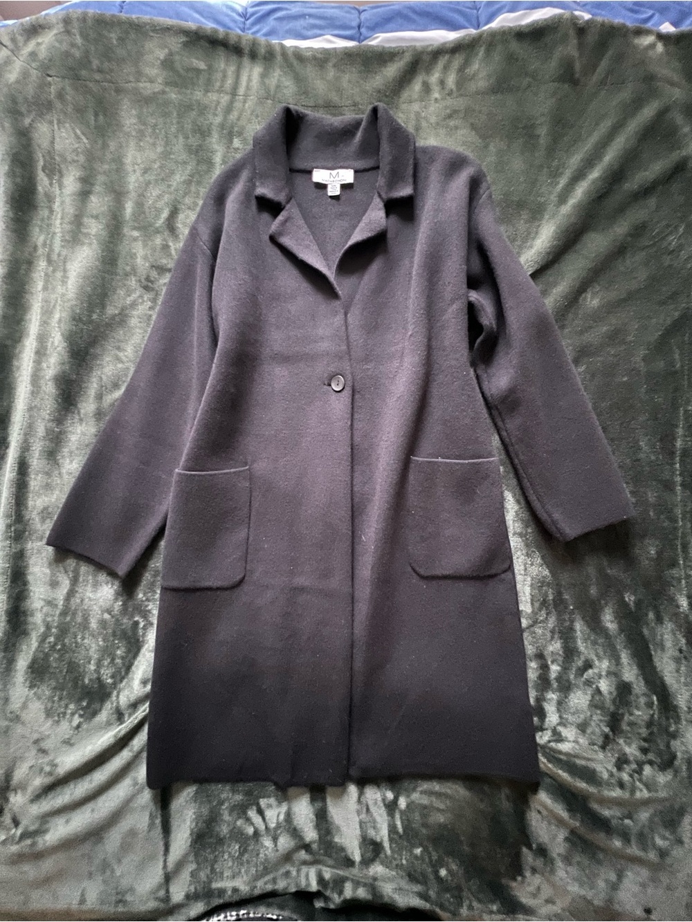 Gorgeous MAGASCHONI Black Single-Button Long HEAVY KNIT Coat
